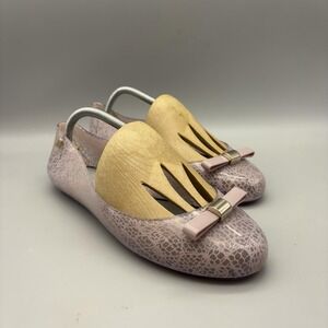 Melissa Jason Wu Shoes Womens Size 9 Pink Spotted Jelly Ballet Flats Bow Comfort